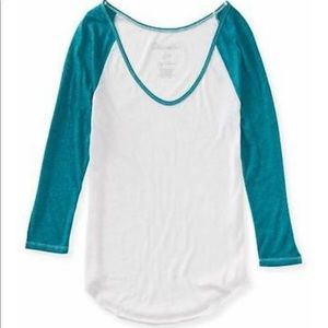 🆕 AEROPOSTALE Womens 3/4 Sleeve Baseball Tee